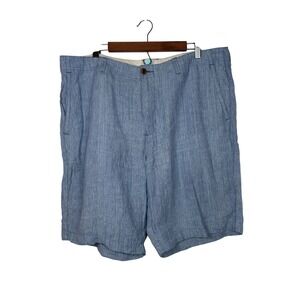Tommy Bahama Linen Shorts Mens 38 Blue Pinstripe Relaxed Fit Coastal Summer